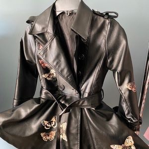 Pleather Butterfly girls trench